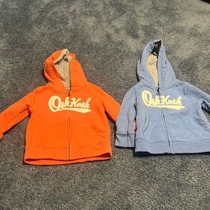 Oshkosh Zip Up Sweatshirts (2) / 6-9 Month / 9-12 Month